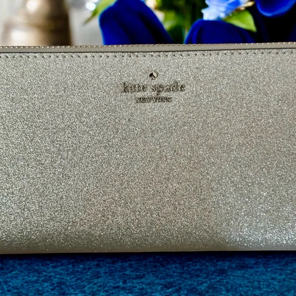 New! Kate Spade Silver Glitter Large Continental Wallet – Lunar Light (NWOT) - Picture 2 of 10